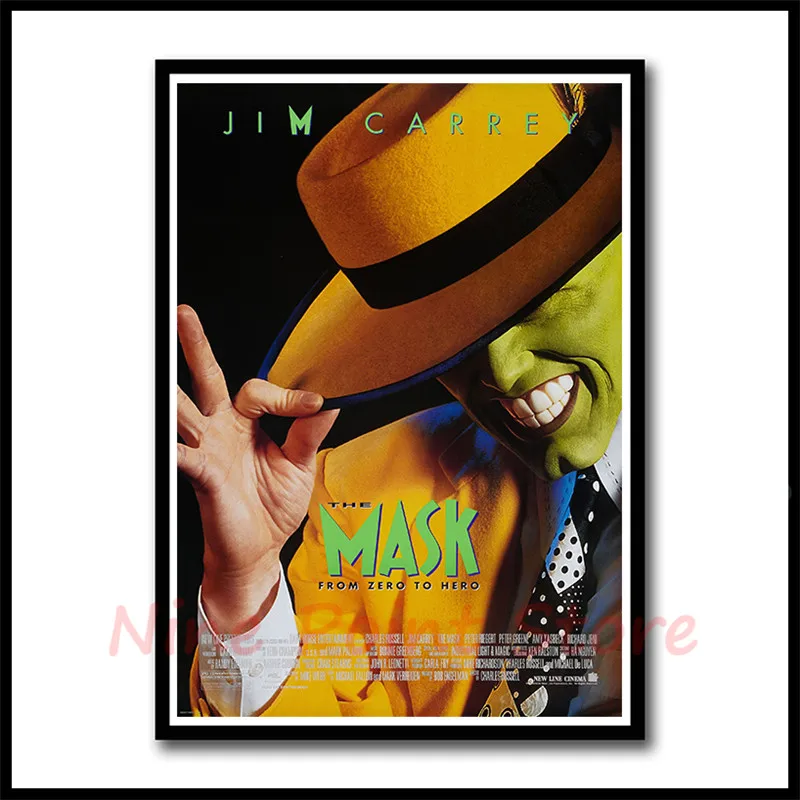 Jim Carrey фильмы мелованная бумага плакат Трумэн шоу маска тупой и тупой стикер стены бескаркасные - Цвет: Светло-желтый