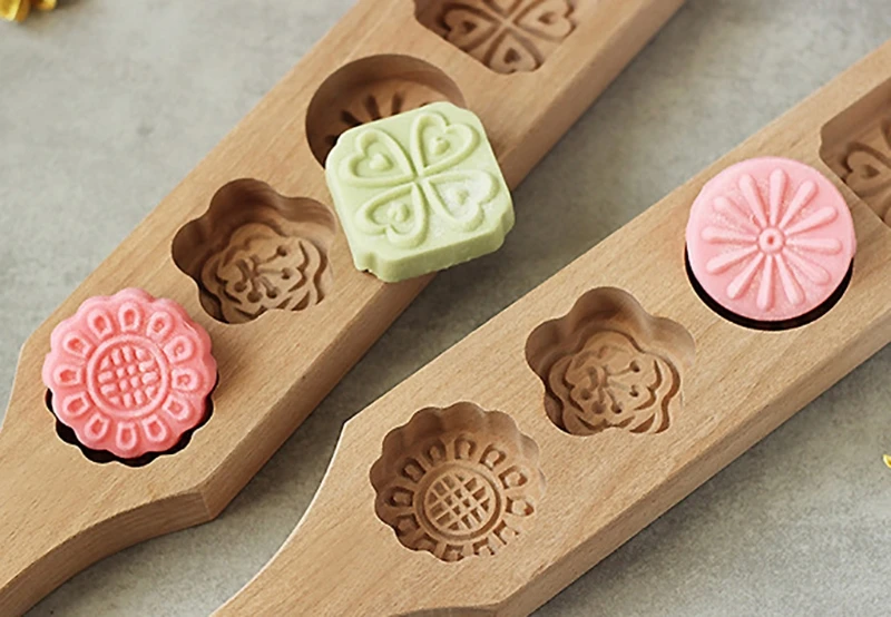 Деревянный 4 цветок Маффин Mooncake мыло ручной работы плесень печенье шоколадная форма DIY Mar28