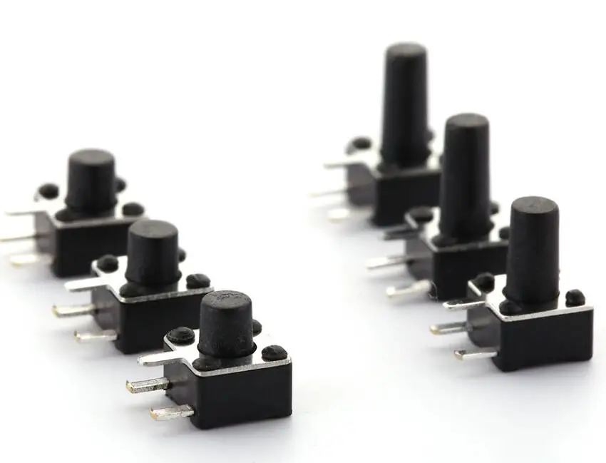 100Pcs Momentary Tactile Tact Push Button Switch 3 Pin Right Angle 4.5x4.5x4.3mm