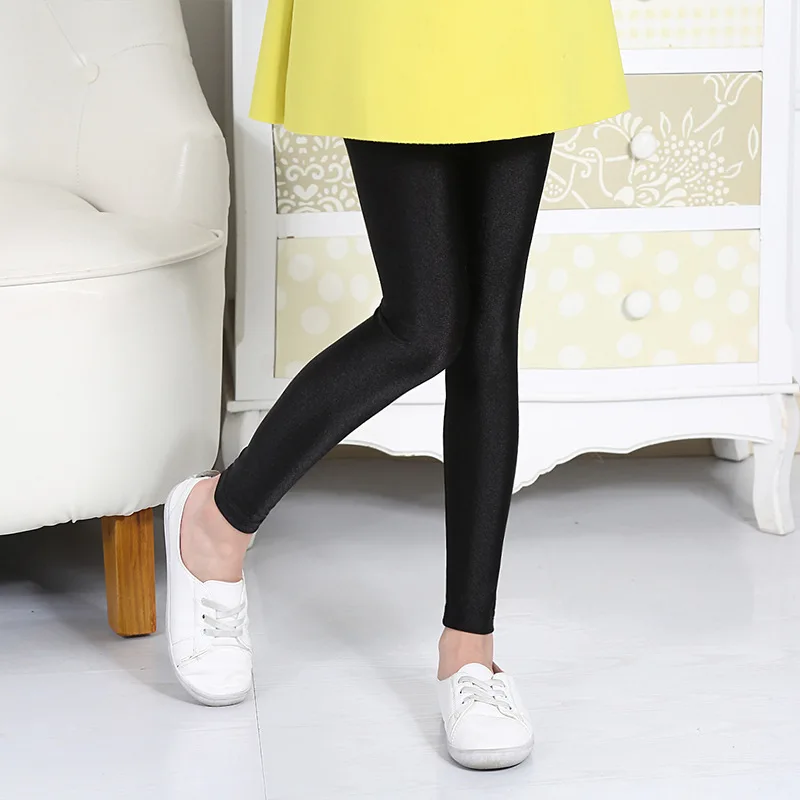 Girls Pants 2-16 Years Girl Candy Color Solid Ankle Length Slim Fitted Shine for School kids pants girls trousers