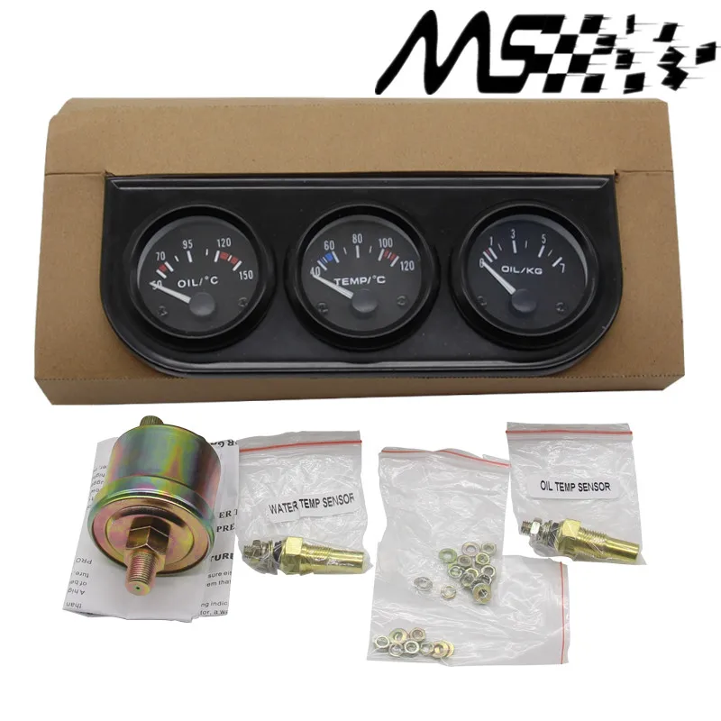 52mm Triple kit Oil Temp Gauge Water Temp Gauge Temperature Oil
