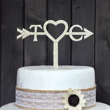 Изготовленный На Заказ серебряный кристалл металлический горный хрусталь декор свадебный торт Топпер Bling Торт Топпер инициалы украшение на годовщину