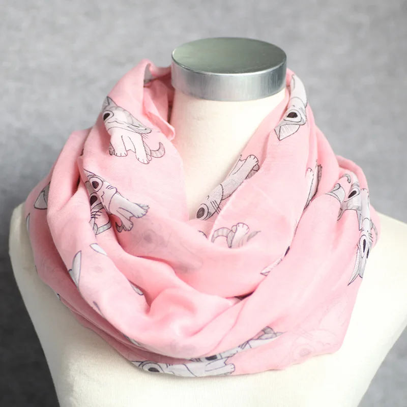 

WINFOX 2018 New Fashion Pink Cute Cat Infinity Scarf For Womens