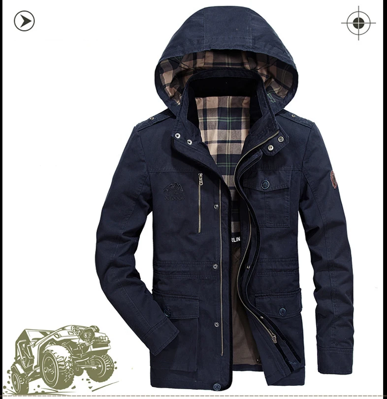 AFS JEEP брендовая Военная длинная куртка для мужчин Высокое качество осень зима ветрозащитная верхняя одежда теплые мужские куртки с капюшоном пальто размер M-4XL