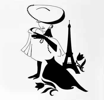 

Wall Decal Paris France Eiffel Tower Sexy Girl Flower Vinyl Decal