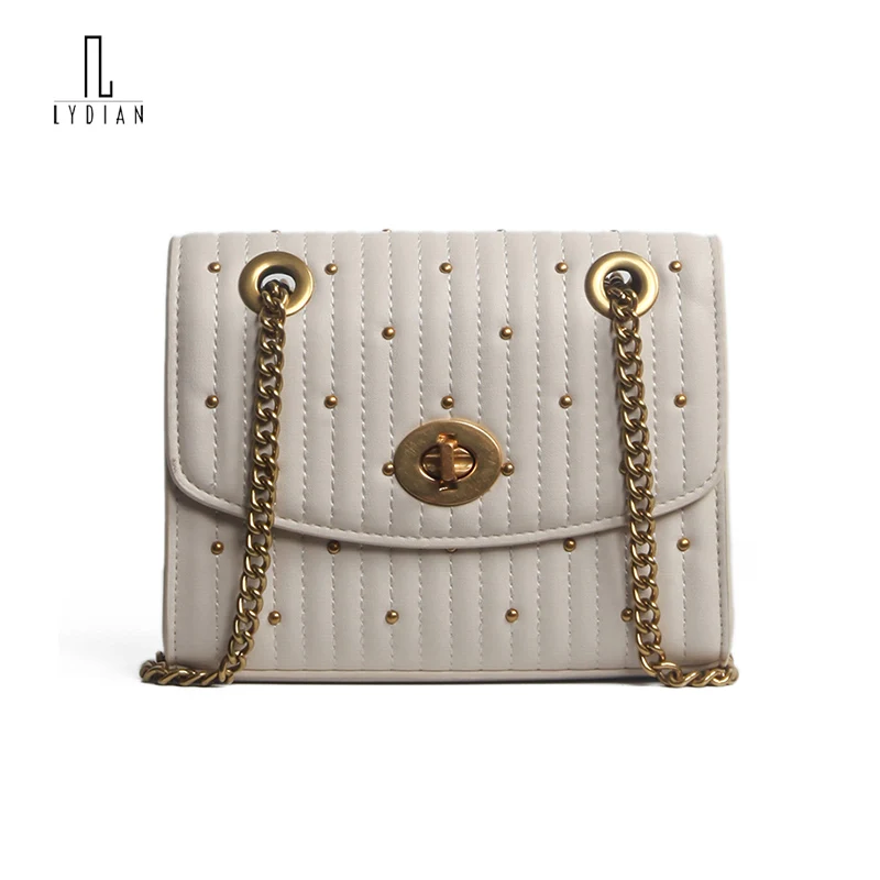 

Lydian Retro Simple Fashion Bag Women Green 2018 New Bag Diagonal Cross Bag Mini Shoulder Portable Rivet Chain Bag Stripe Totes