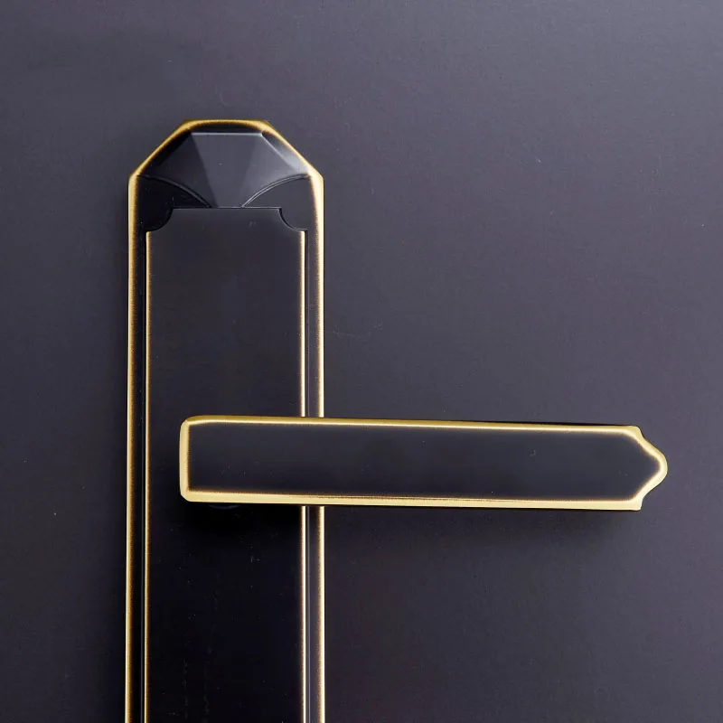  Modern Entrance Door Handle Lock Set Solid wood interior door lock with key Solid Brass Material Bl - 33041453307