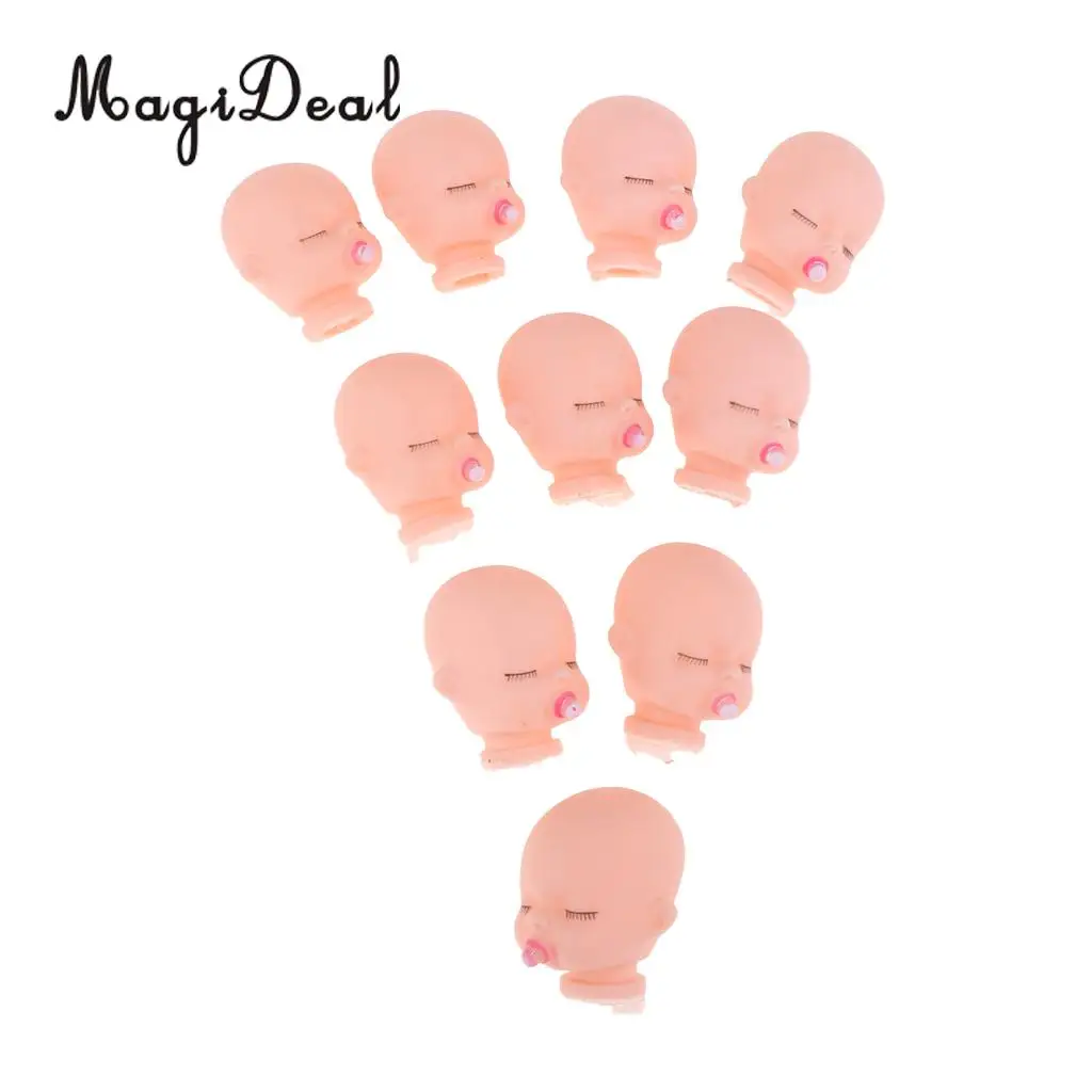 10pcs Vinyl Sleeping Baby Doll Head with Pacifierfor Licca Doll DIY Keychain