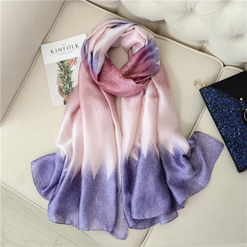 

Luna&Dolphin Women Chiffon Silk Scarf 180x90cm Shawls Color Matching Star Sky White Wraps Chiffon Soft Big Shawl Tippet Bandana