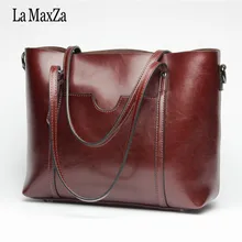 

La MaxZa Vintage Leather Women Shoulder Bag Rivet Larger Women Messenger Bags Female Causal Totes for Daily Shopping Handbag