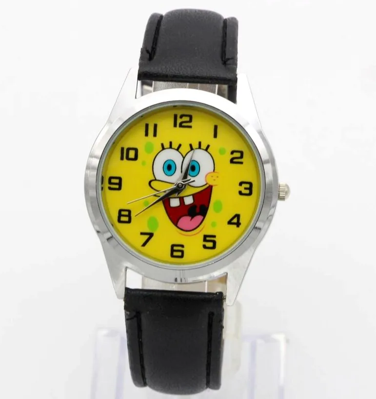 Кварцевые часы Spongebob с циферблатом для мальчиков и девочек милым мультяшным