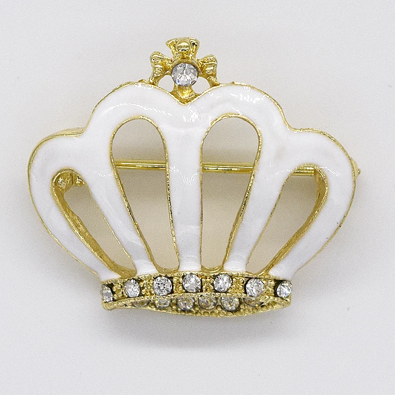 12pcs/lot Wholesale Fashion Brooch Rhinestone Enamel Small Crown Pin