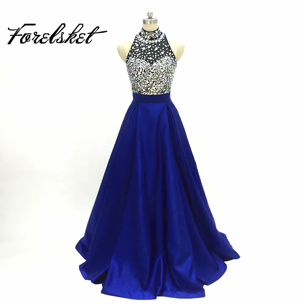 

Real Photo Evening Dresses 2019 robe de soiree longue bleu Satin Prom Dresses vestido de festa Abendkleider Formal Party Dresses