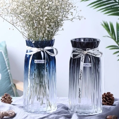 Европейская стеклянная ваза гидропоники прозрачная гостиная цветная стеклянная ваза гостиничный узор Цветочная композиция украшение