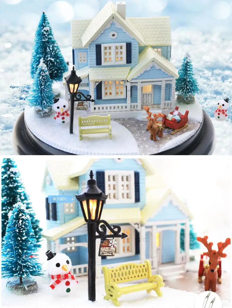 Кукольный дом Миниатюрный Кукольный кукольный домик CUTEBEE, деревянная мебель для дома, Рождественский домик, игрушки для детей, подарок на день рождения B025