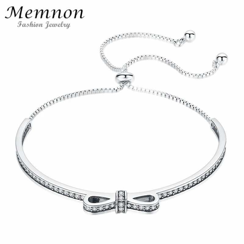 

Memnon High Quality bracelet 925 Sterling Silver Bowknot Clear Cubic Zircon Bangles Bracelets for Women Sterling Silver Jewelry