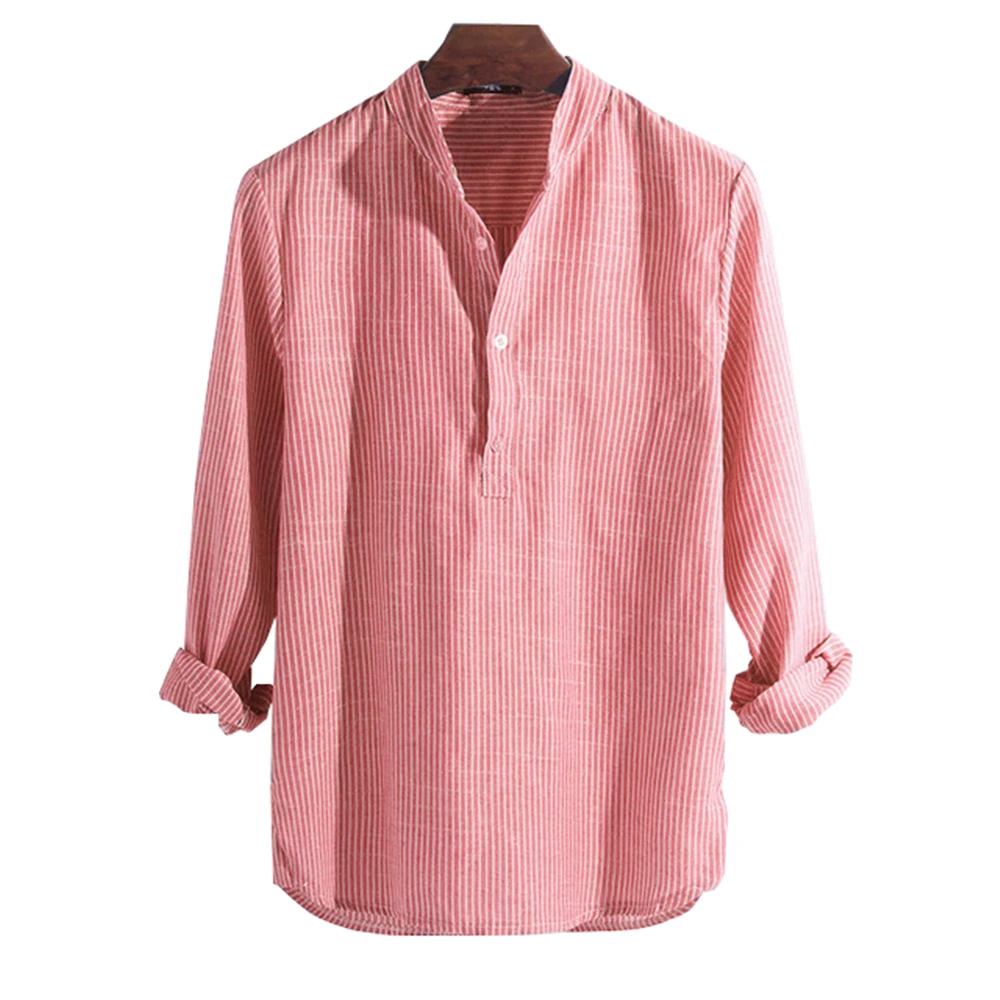 Helisopus New Fashion Spring Summer Casual Men's Shirt Cotton Long Sleeve Striped Slim Fit Stand Collar Shirts S-5XL Helisopus New Fashion Spring Summer Casual Men's Shirt Cotton Long Sleeve Striped Slim Fit Stand Collar Shirts S-5XL