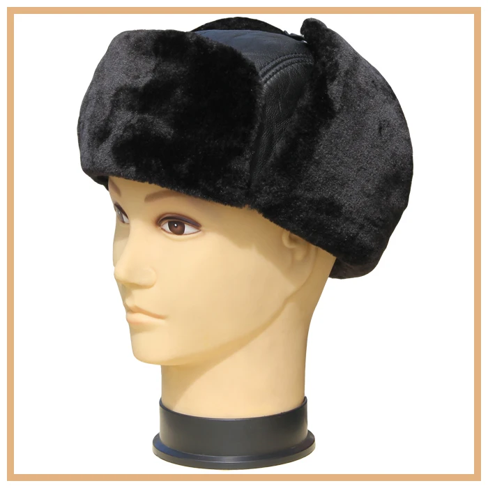 

Man Autumn Plus Size Plus Velvet Thicken sheepskin Bomber Hats Male Winter Oversized Warm Ear Protection leather Caps