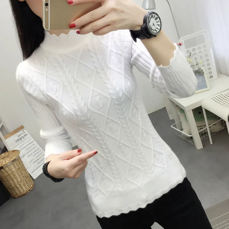 

2019 Autumn Winter Women Knitted Pullovers Sweater Slim Elasticity Casual Jumper Fashion Long Sleeve Female Sweaters