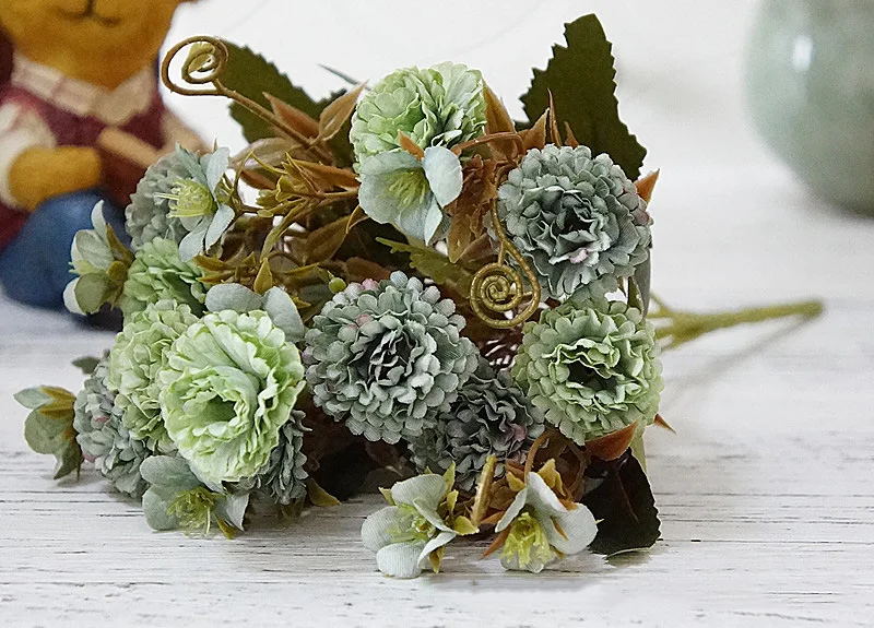 Flone Artificial Flowers High Quality Silk Bouquet Fake Flowers Wedding Display Flower European Style Carnation Home Decoration (16)
