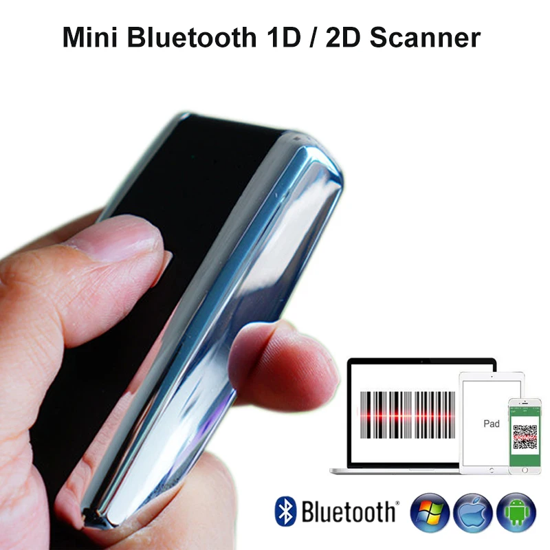 

Free Shipping Mobile Data Collector 1D CCD Scanner Wireless Mini Bluetooth 2D Laser Barcode Reader for IOS Android Windows