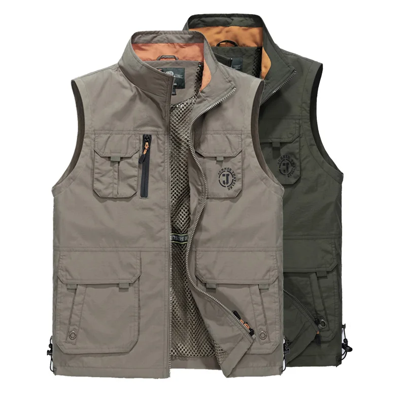 Men Multi-pocket Vest Men 5xl 6xl Waistcoat Jackets Fashion 