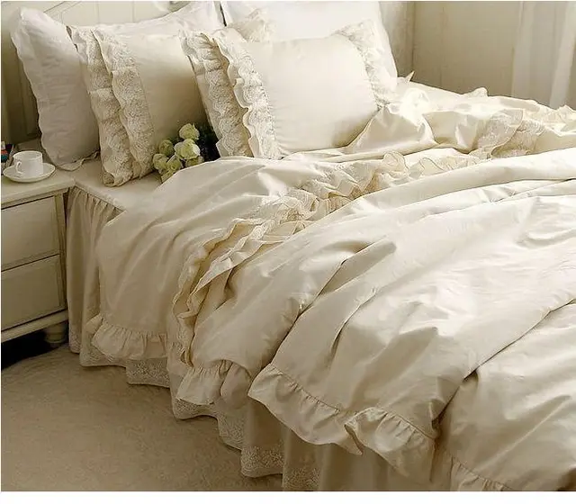 4pcs/6pcs luxury bedding set romantic bedspread lace edge