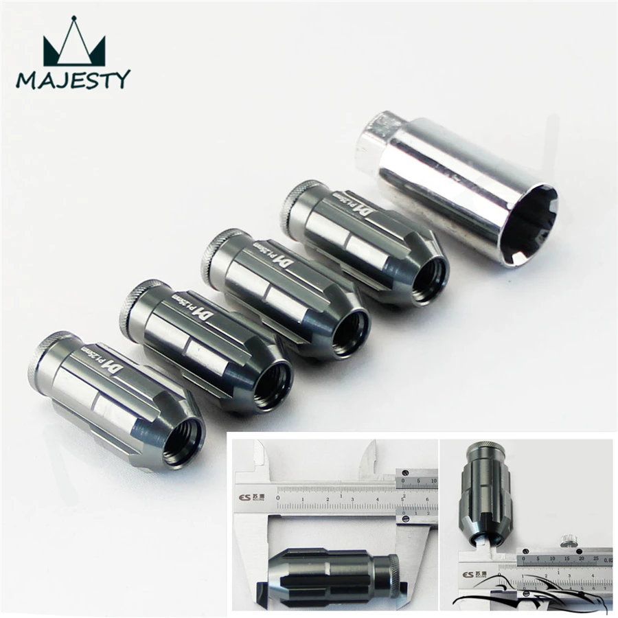 

RACING ALUMINUM LOCK LOCKING LUG NUTS 4 PIECES w/KEY 12x1.25 D1 SPEC GRAY