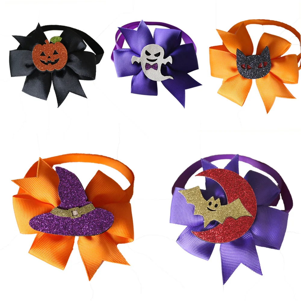 

100pcs Halloween Pet Cat Puppy Bowties Neckties Fall Dog Grooming Accessories Dog Holiday Bow Tie