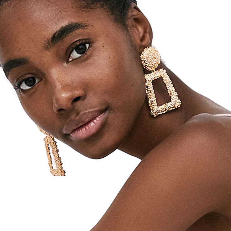 

Shiny Side New Women's Fashion Brand Jewelry Elegant Geometric Stud Earrings Gift Statement Simple Earrings Free Shipping