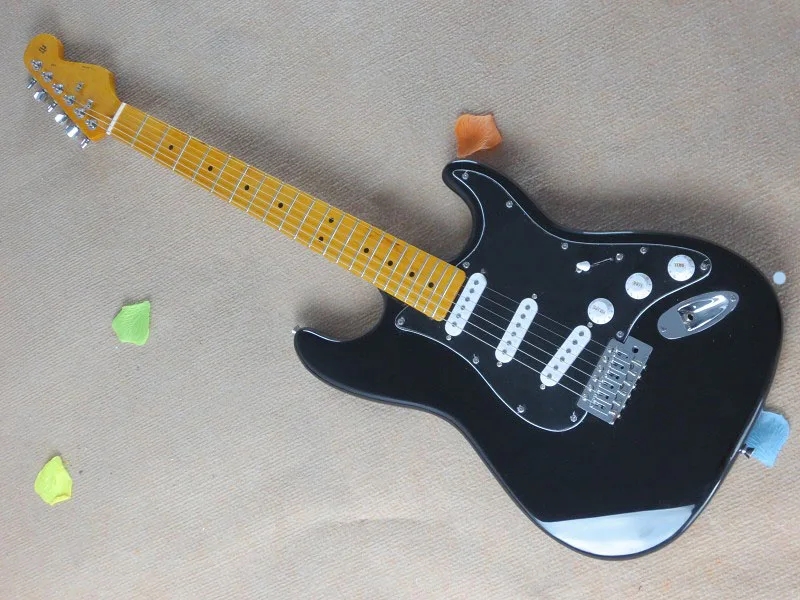 

Free Shipping Top Quality Custom Body black Maple fingerboard 6 strings Electric Guitar In Stock 8-10