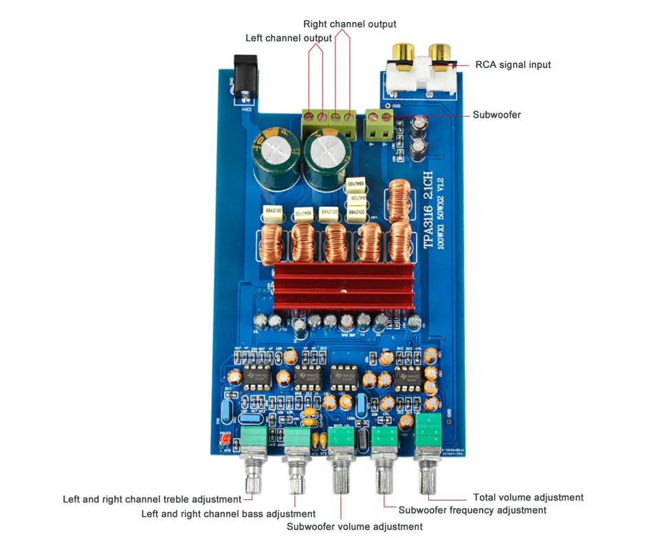 AIYIMA TPA3116 2,1 цифровой аудио усилитель Совет 50 W * 2 + 100 W TPA3116D2 сабвуфер усилитель DIY микрофон акустической системы дома Театр