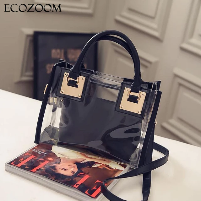 Europa moda mujer bolso del PVC transparente verano dulce señora jelly