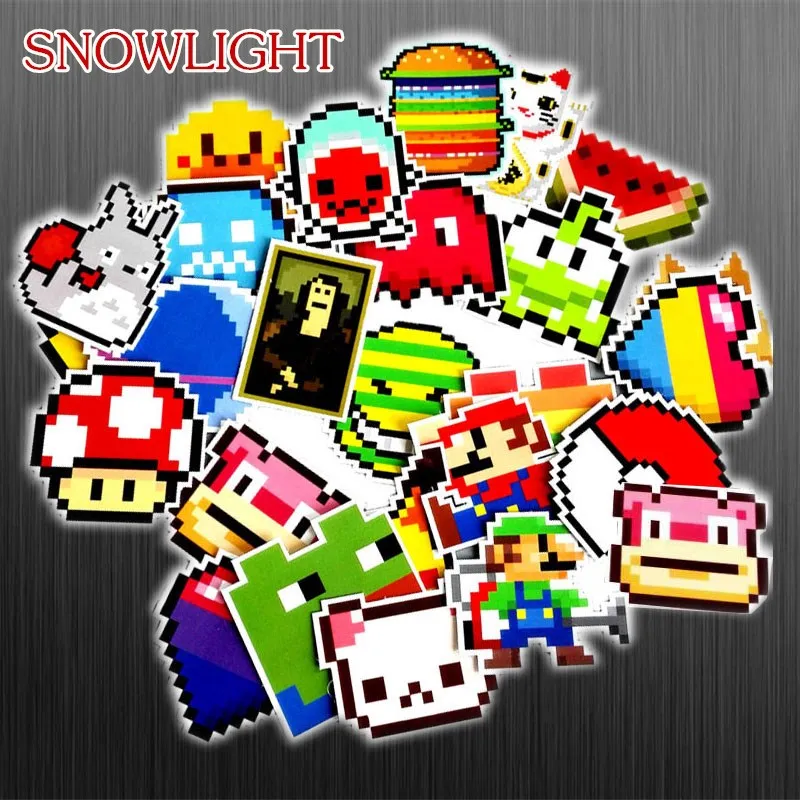 25Pcs/lot Cartoon Pixel Style Sticker JDM Sticker For Laptop Guitar Motocycle Luggage Skateboard Doodle Decor Toy Sticker