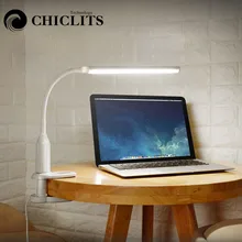 CHICLITS USB Настольная лампа с зажимом 5 Вт 24LED защиты глаз настольная свет сенсорное управление чтения Спальня ночники Плавная регулировкая яркости