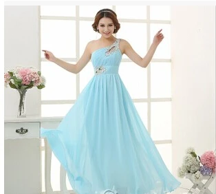 mj8020 одно плечо Длинные Вечерние Платья vestidos de festa - Цвет: BLUE