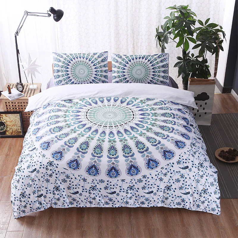 

3pcs Comforter Bohemian Bedding Set Linen Mandala Duvet Cover Set Soft Bedclothes Plain Twin Queen King Size Boho Double Sheets