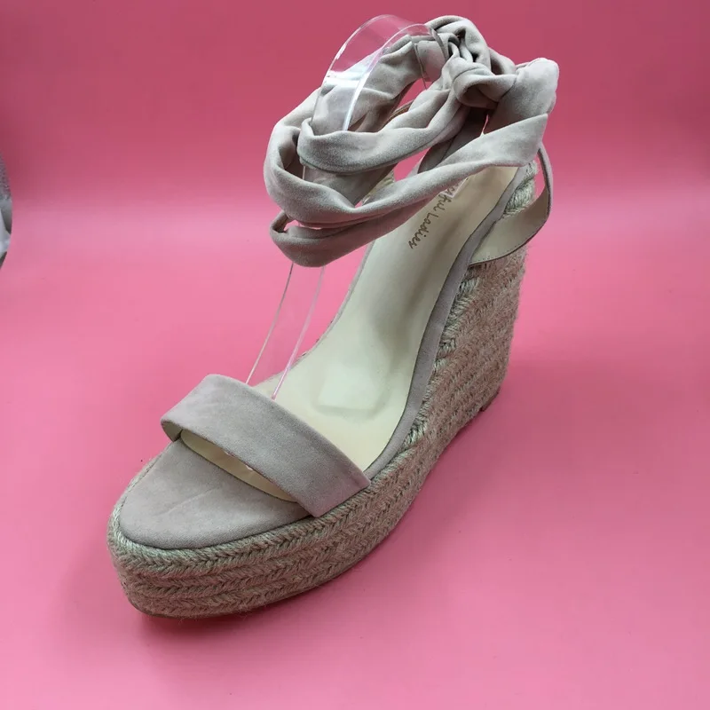 Khaki Women Sandal Rope Platform Wedge Heels Summer Style Women Shoes Open Toe Sandal Ankle