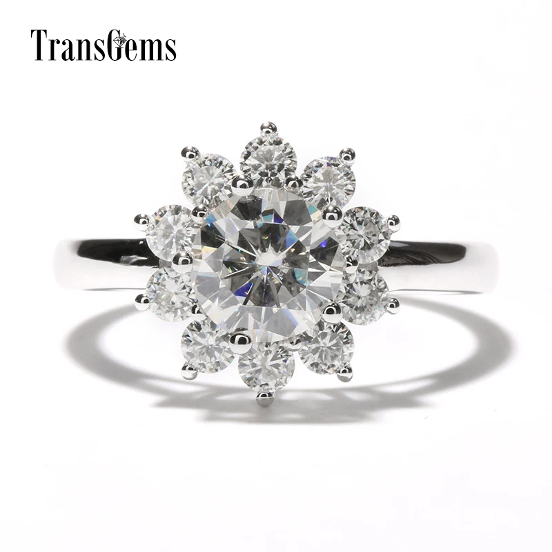 Женское Обручальное кольцо с муассанитом в форме цветка|halo engagement rings|halo ringhalo wedding