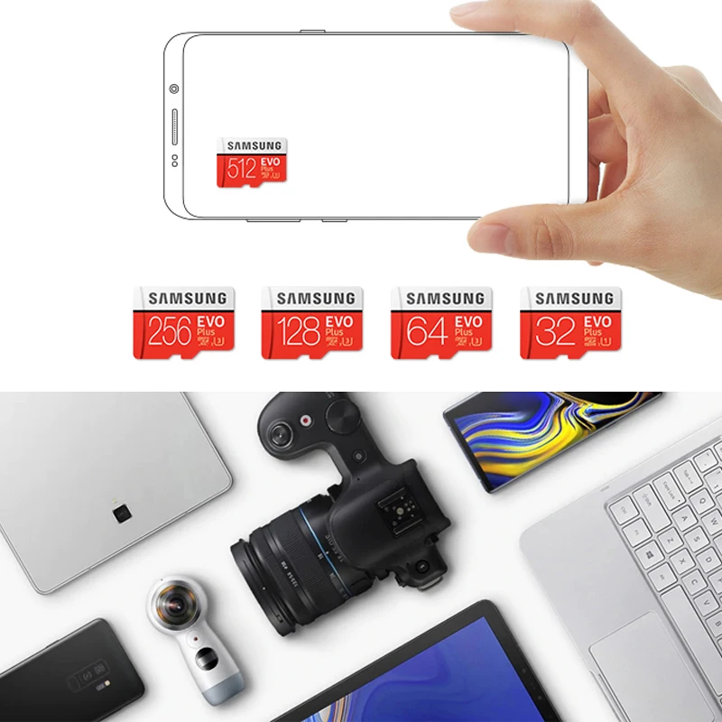  SAMSUNG Memory Card 512GB 256GB 128GB 64GB 32GB EVO Plus MicroSD U3 Microsd TF Card 95MB/s-100MB/s 
