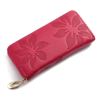 

Women Wallets Genuine Leather Wallet Long Coin Purse Zipper Clutch Bags Ladies Wallet Leather Card Holder Women Cartera Mujer