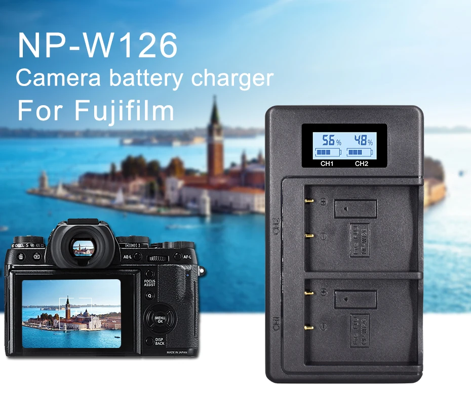Зарядное устройство для цифровой камеры PALO NP-W126 NP W126 NPW126 выделенный ЖК-дисплей умный дисплей Быстрая зарядка usb зарядное устройство двойной слот