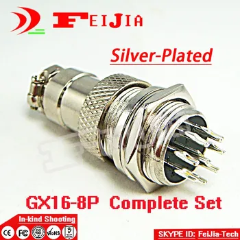 

5set/pack 8 Pin 16mm [Silver-plated] Wire Panel Connector kit GX16-8P Socket+Plug,RS765 Aviation plug interface Free Shopping