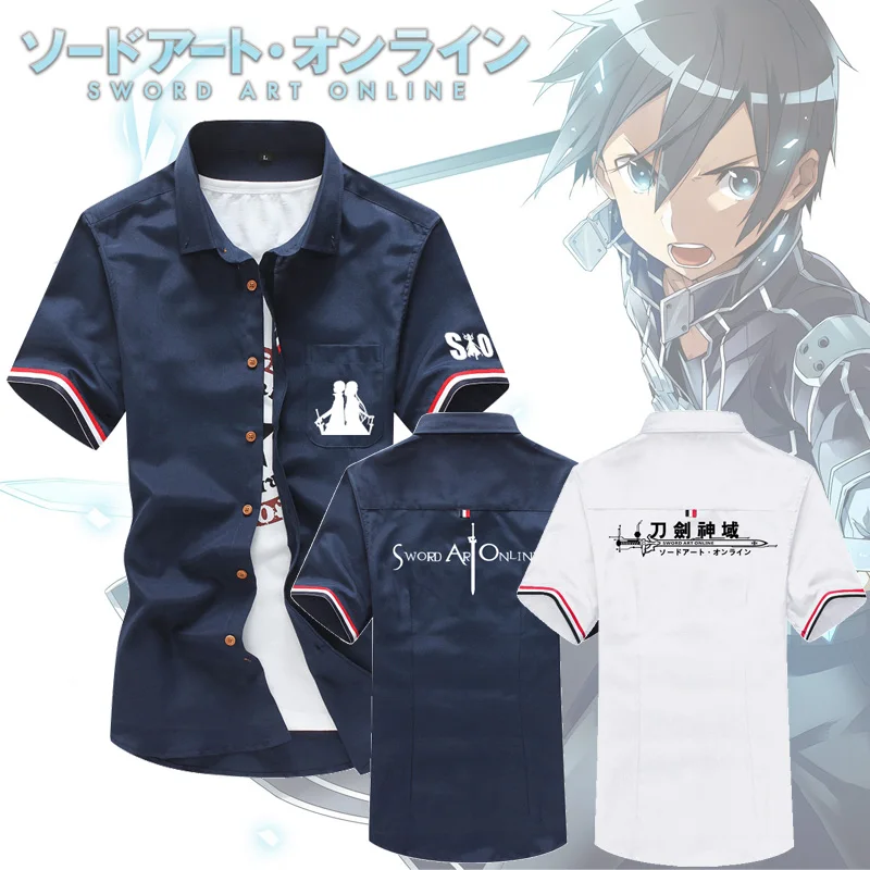 

Anime Sword Art Online SAO Alicization Kirigaya Kazuto Kirito Cosplay T-shirt Men Women Summer Daily Short Sleeve Shirts Tee Top