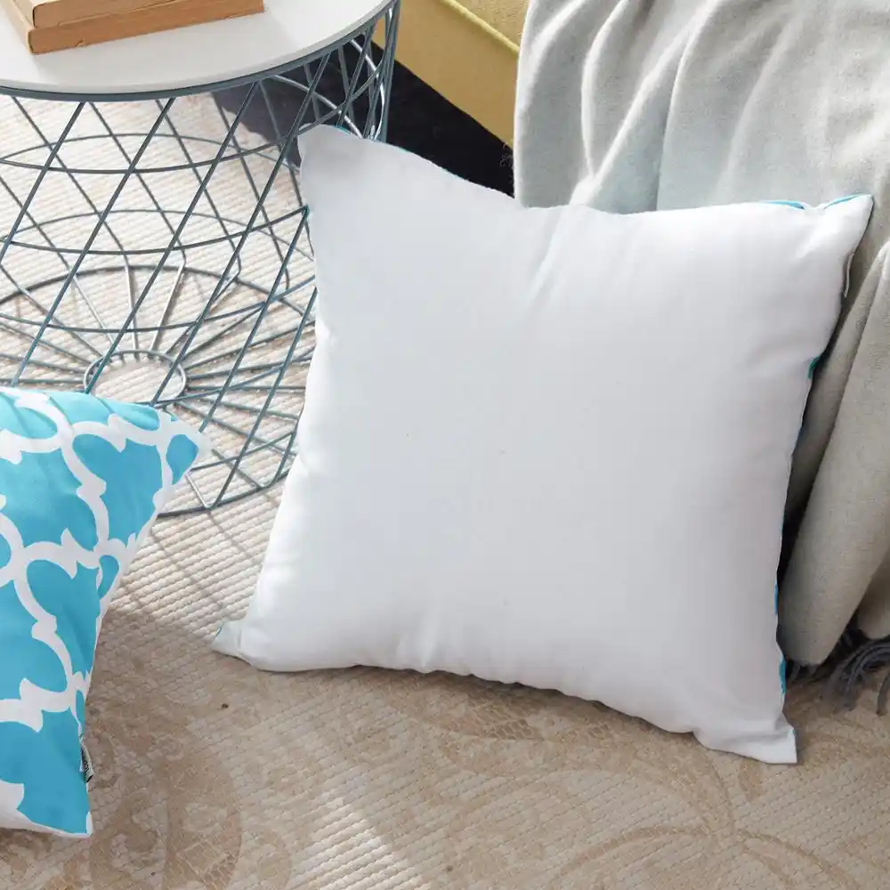 Topfinel Geometric Cushion Covers Quatrefoil Teal Turquoise Linen