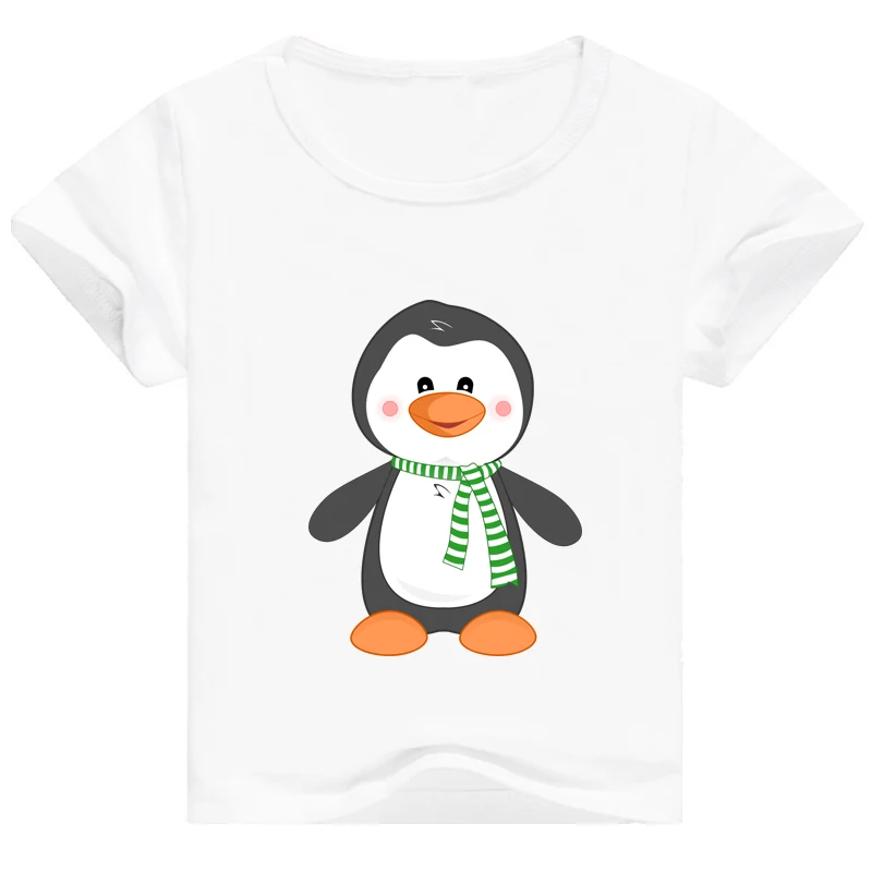 Новинка года; Милая футболка с принтом пингвина для сына и дочки; универсальная летняя одежда для малышей; детская футболка для мальчиков и девочек
