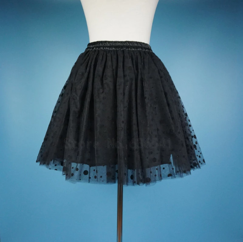 Горошек юбка-пачка взрослых Тюлевая юбка Для женщин горошек пачка красные, черные горошек взрослых короткая юбка 40 см Длина