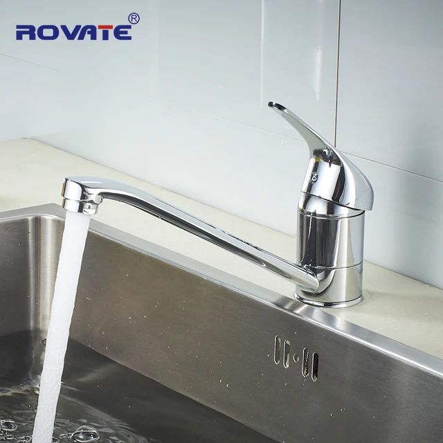 Special Offers ROVATE Kitchen Faucet Rotatable Spout Chrome Single Handle Deck Mounted Twin Screw Mixer Sink Taps