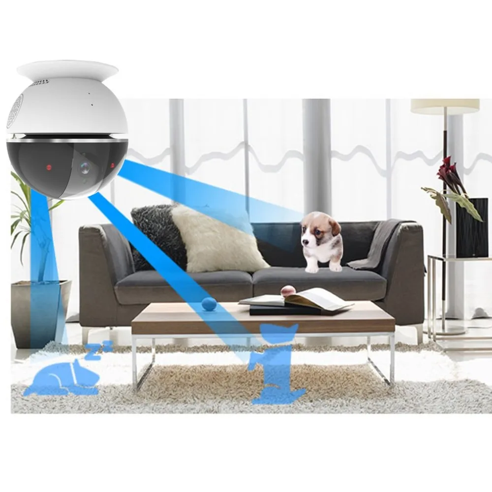 

1080P HD Wifi IP Camera 3.6mm Lens Night Vision Motion Detection Pan Tilt Phone Control Camera with Bluetooth Speaker