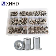 304Stainless Steel Flat Head Rivet Nut Metric Thread Nutsert Insert Nut RivetingSet Assortment Kit Box M3 M4 M5 M6 M8 M10 M12 metric thread m3 m4 m5 m6 m8 m10 m12 304 stainless steel blind insert rivet nut rivnut brand new